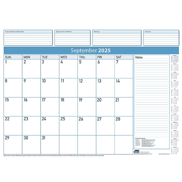 SASCO 2026 DELUXE DESK PLANNER 518 X 387MM