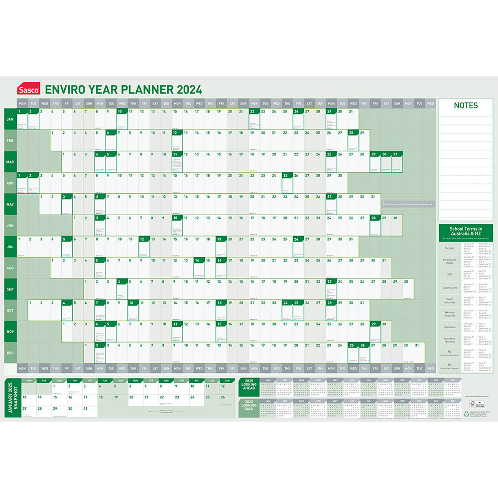 SASCO 2026 ENVIRO YEAR PLANNER 870 X 610MM