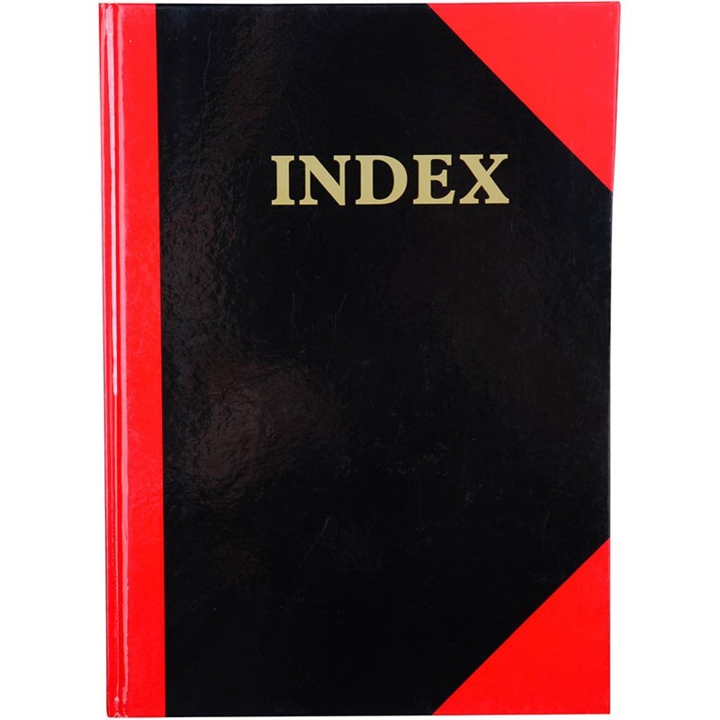 BLACK AND RED NOTEBOOK CASEBOUND RULED AZ INDEX 200 PAGE A7 GLOSS COVER