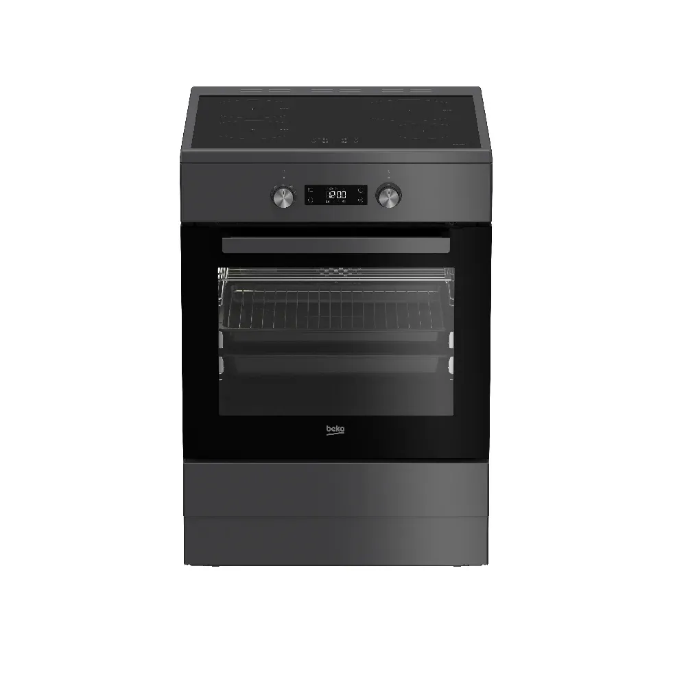 Beko 60cm Induction Freestanding Cooker  Black Anthracite