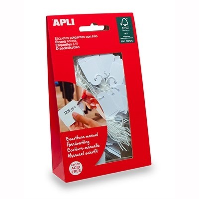 APLI STRUNG TICKETS 22 X 35MM WHITE PACK 100