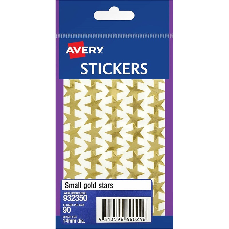 AVERY 932350 MERIT STAR STICKERS 14MM GOLD PACK 90