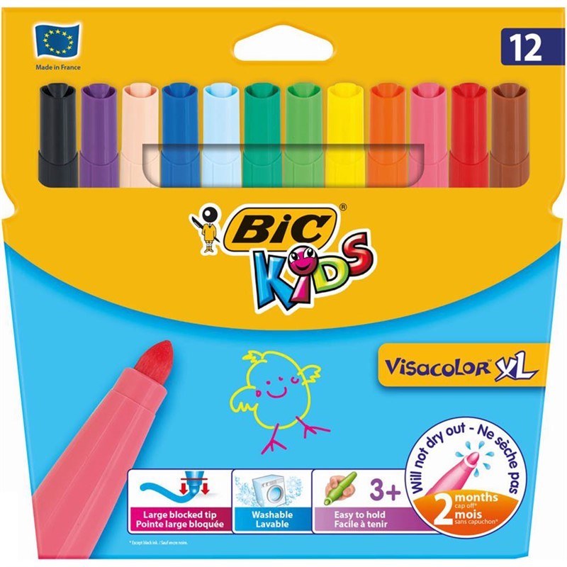 BIC KIDS VISACOLOR XL MARKER BULLET 45MM ASSORTED BOX 12
