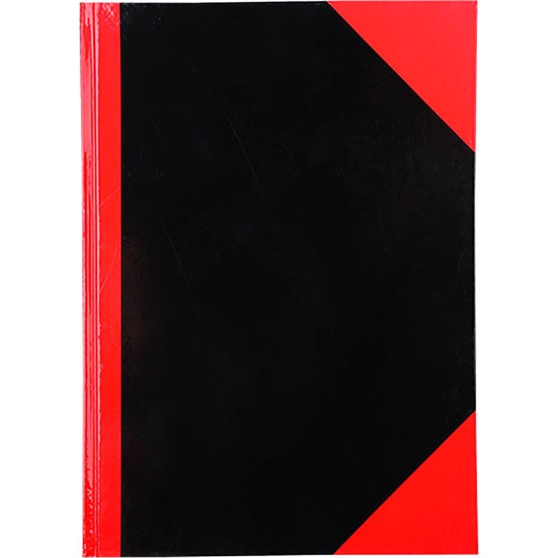 BLACK AND RED NOTEBOOK CASEBOUND RULED GLOSS COVER 200 LEAF A4