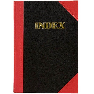 BLACK AND RED NOTEBOOK CASEBOUND RULED AZ INDEX 200 PAGE A4