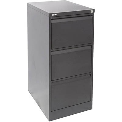 GO STEEL FILING CABINET 3 DRAWERS 460 X 620 X 1016MM BLACK RIPPLE