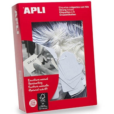APLI STRUNG TICKETS 28 X 43MM WHITE BOX 500