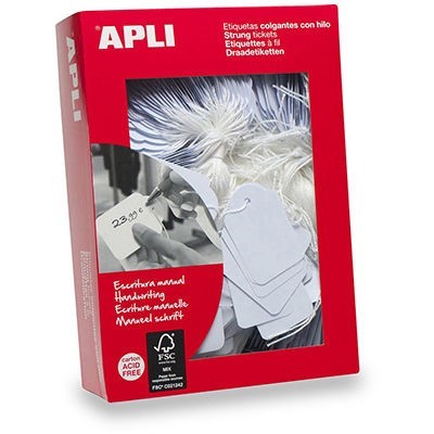 APLI STRUNG TICKETS 36 X 53MM WHITE BOX 500