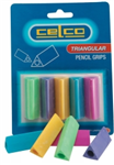 CELCO TRIANGULAR PENCIL GRIP ASSORTED PACK 5