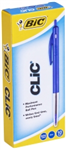 BIC CLIC BALLPOINT PEN RETRACTABLE MEDIUM BLUE BOX 9