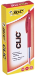 BIC CLIC BALLPOINT PEN RETRACTABLE MEDIUM RED BOX 9