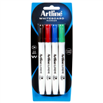 ARTLINE SUPREME ANTIMICROBIAL WHITEBOARD MARKER BULLET 15MM ASSORTED PACK 4