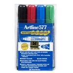 ARTLINE 577 WHITEBOARD MARKER BULLET 3MM ASSORTED WALLET 4