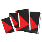 MARBIG NOTEBOOK FEINT RULED AZ INDEX HARD COVER CASEBOUND A5 100 LEAF BLACKRED