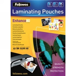 LAMINATING POUCHES FELLOWES A3 80 MICRON GLOSS PK100