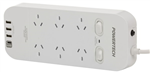 6 WAY SURGE PROTECTED DUAL MASTER SWITCH POWER BOARD WITH 3 X USB TYPEA AND TYPEC PD