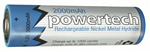 12V AA 2000mAh Rechargeable Powertech NiMH Battery  Nipple