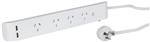 PWRBRD 4 WAY W 2XUSB 31A SURGE WHT
