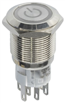 BLUE 19MM IP67 METAL PUSHBUTTON MOMENTARY SWITCH WITH ILLUMINATED POWER INDICATOR
