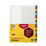 MARBIG 35022 DIVIDERS A4 20 TAB POLYPROPYLENE COLOURED