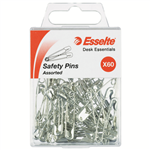 ESSELTE PINS SAFETY PK60 ASSORTED SIZES SILVER