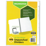MARBIG 37405 DIVIDERS UNPUNCHED A4 WHITE 10 TAB