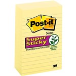 POSTIT 6605SSCY SUPER STICKY LINED NOTES 101 X 152MM CANARY YELLOW PACK 5