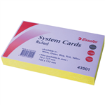 ESSELTE RULED SYSTEM CARDS 203 X 127MM YELLOW PACK 100