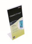 DEFLECTO SIGN HOLDER SLANTED PORTRAIT DL CLEAR