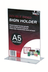 DEFLECTO SIGN HOLDER TSHAPE DOUBLE SIDED PORTRAIT A5 CLEAR