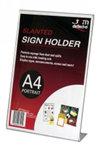 DEFLECTO SIGN HOLDER SLANTED PORTRAIT A4 CLEAR