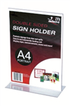 DEFLECTO SIGN HOLDER TSHAPE DOUBLE SIDED PORTRAIT A4 CLEAR