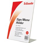 ESSELTE SIGN  MENU HOLDER SLANTED PORTRAIT A4 CLEAR