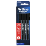 ARTLINE 200 FINELINER PEN 04MM BLACK 4 PACK HS