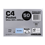 CMB ENVELOPE STP SEAL POCKET C4 WH PK50
