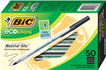 BIC ECOLUTIONS ROUND STIC BALLPOINT PEN MEDIUM BLACK BOX 49