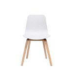 LUCID CHAIR WHITE SHELL  LIGHT OAK TIMBER BASE