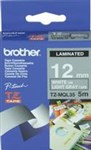 Brother TZe Tape White on Light Grey 12mm