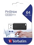 Verbatim 64GB Pinstripe USB Drive  Black