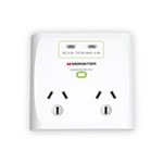 MONSTER 2PORTUSB SURGE WHITE