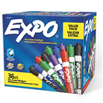 SP MARKER WHITEBOARD EXPO DRY ERASE CHISEL ASST BOX OF 36