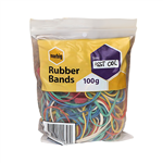 MARBIG RUBBER BANDS ASSORTED SIZE AND COLOUR 100G