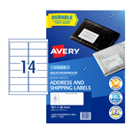 ADDRESS LABEL AVERY 991 X 381MM WEATHERPROOF L7073 14UP WHITE 10 SHEE