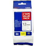 BROTHER TZE231V2 LAMINATED LABELLING TAPE 12MM BLACK ON WHITE PACK 2