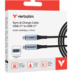 VERBATIM USBC TO USBC CABLE 100W 40GBPS 120CM