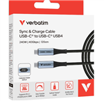 VERBATIM SYNC  CHARGE USBC TO USBC USB4 CABLE