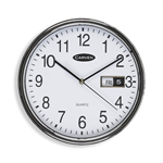 CARVEN WALL CLOCK WITH DATE 285MM SILVER FRAME