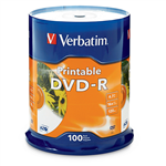 VERBATIM DVD SPINDLE 47GB DVDR WHITE PACK OF 100