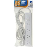 JACKSON POWERBOARD SURGE PROTECTED 4 OUTLET SWITCHED 3M WHITE