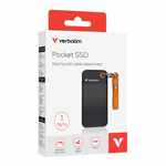 VERBATIM 1TB POCKET SSD USB 32 GEN 2 1TB BLACK ORANGE CONVENIENT KEYRING CABLE HOLDER COMPACT